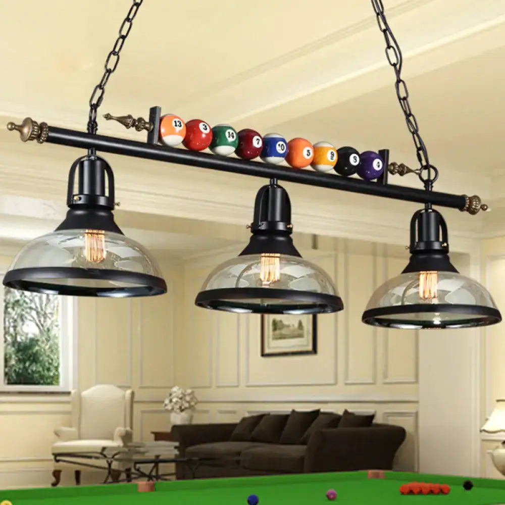 Black Industrial Cast Iron Three-Light Pendant