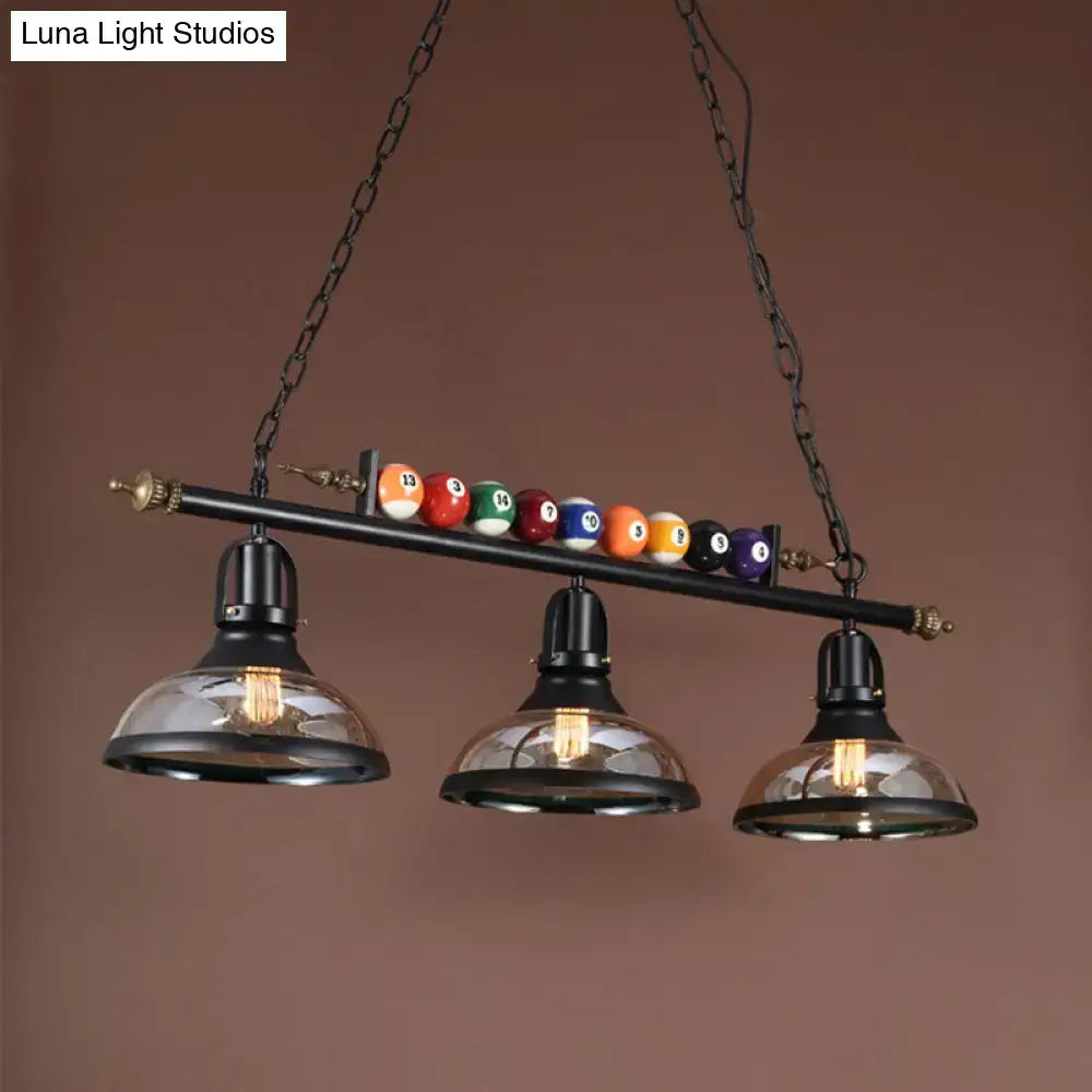 Black Industrial Cast Iron Three-Light Pendant