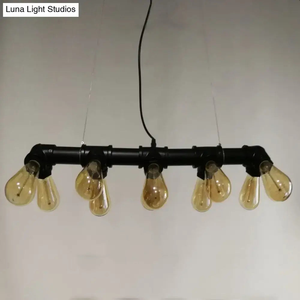 Black Pipe Amber Glass Light