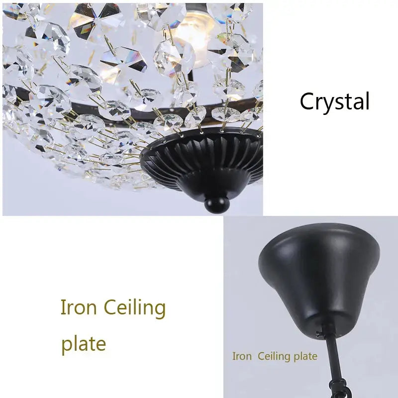 Black Crystal Chandelier Iron Art for Formal Dining