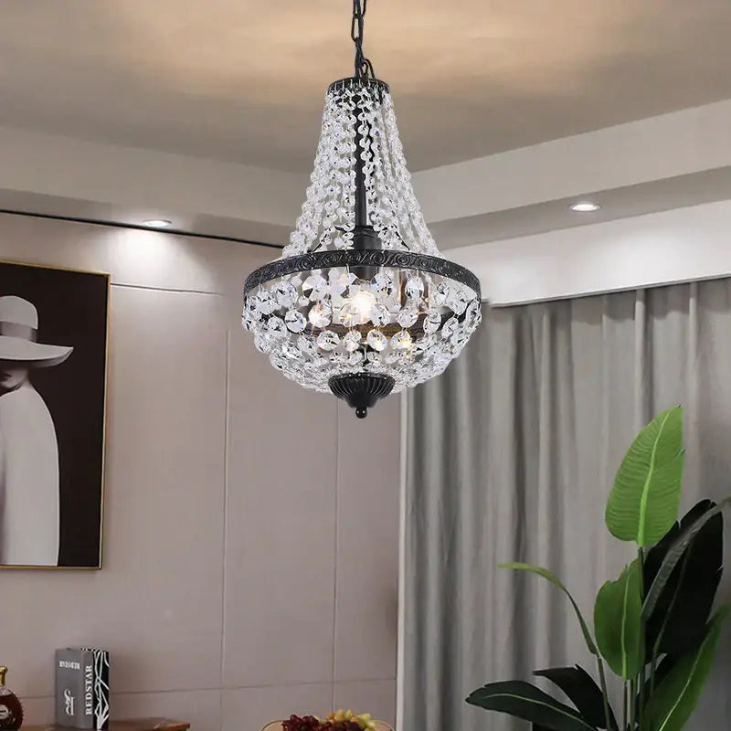 Black Crystal Chandelier Iron Art for Formal Dining