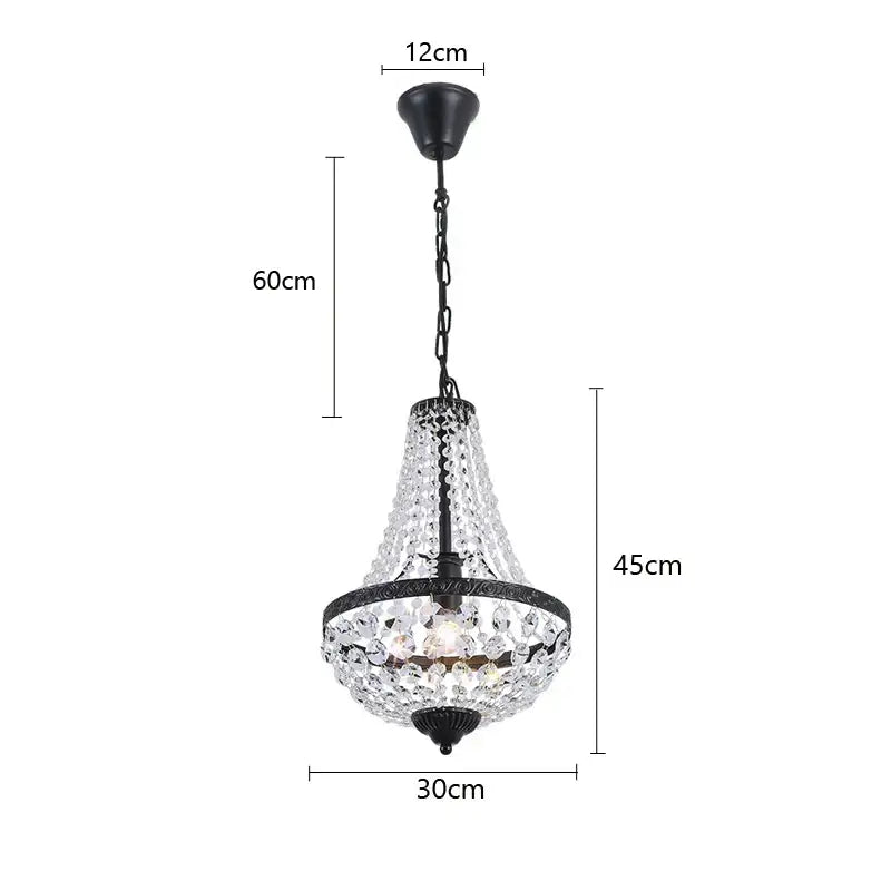 Black Crystal Chandelier Iron Art for Formal Dining