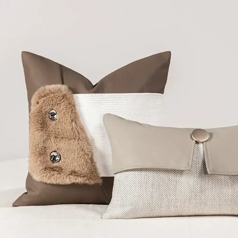 Brown Leather Pillowcase
