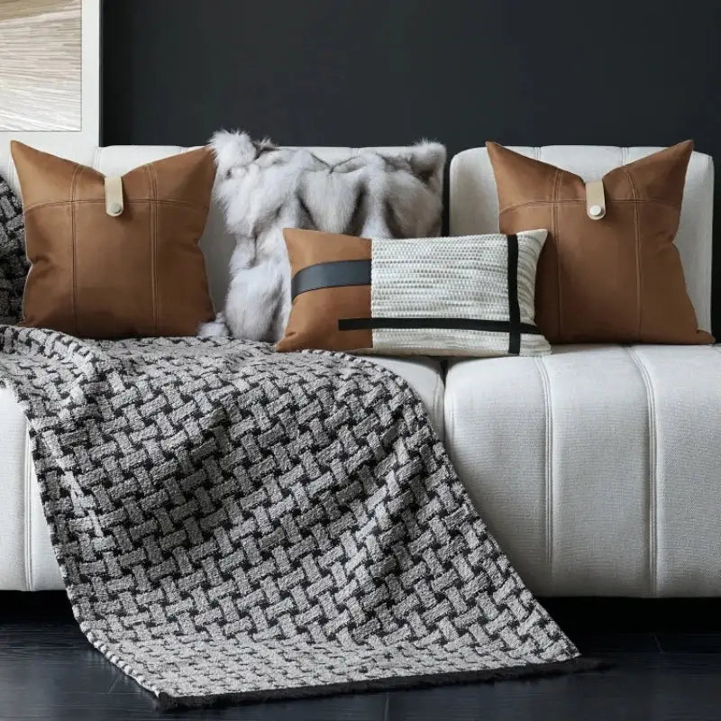 Brown Leather Pillowcase