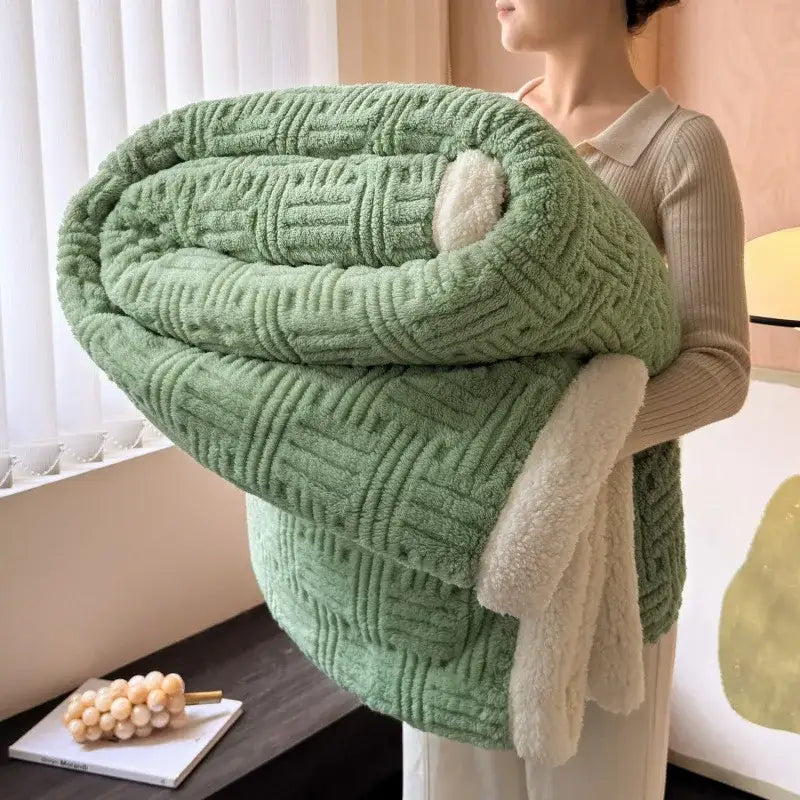 Grey Wool Double-Layer Blanket