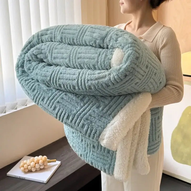 Grey Wool Double-Layer Blanket