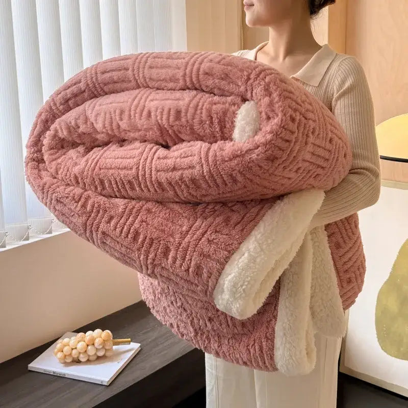 Grey Wool Double-Layer Blanket