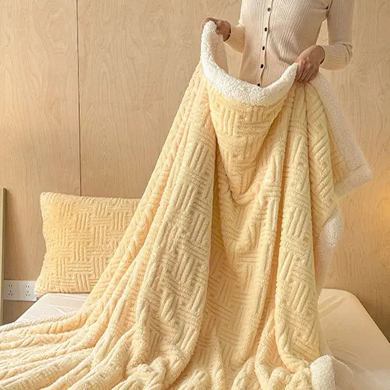 Grey Wool Double-Layer Blanket