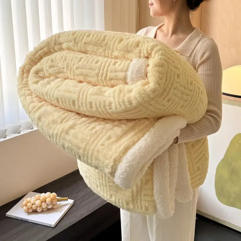Grey Wool Double-Layer Blanket