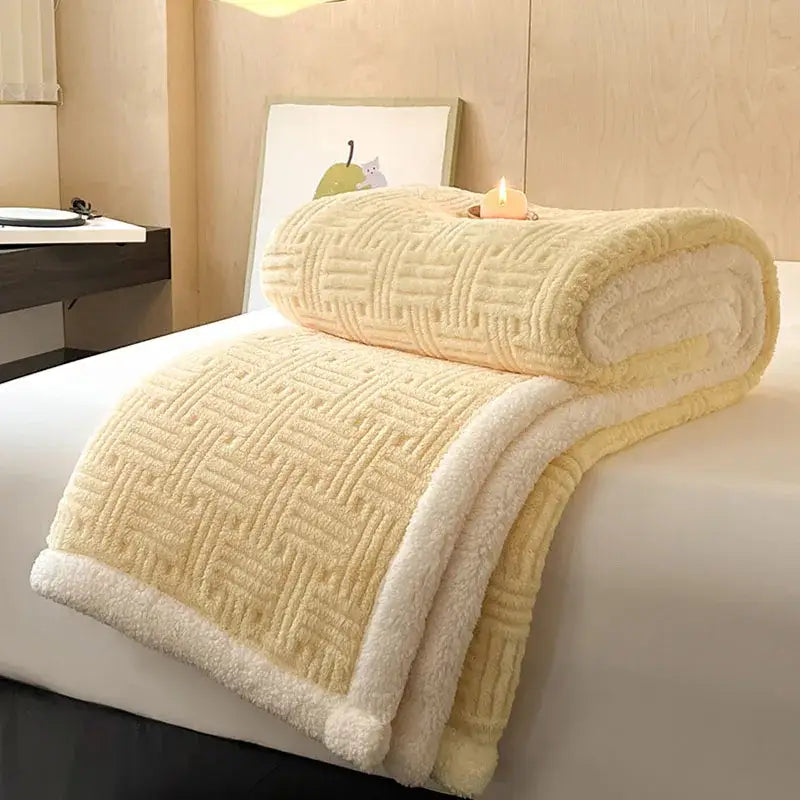 Grey Wool Double-Layer Blanket