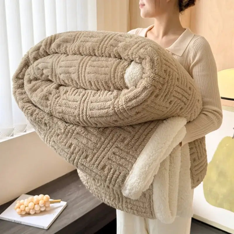 Grey Wool Double-Layer Blanket