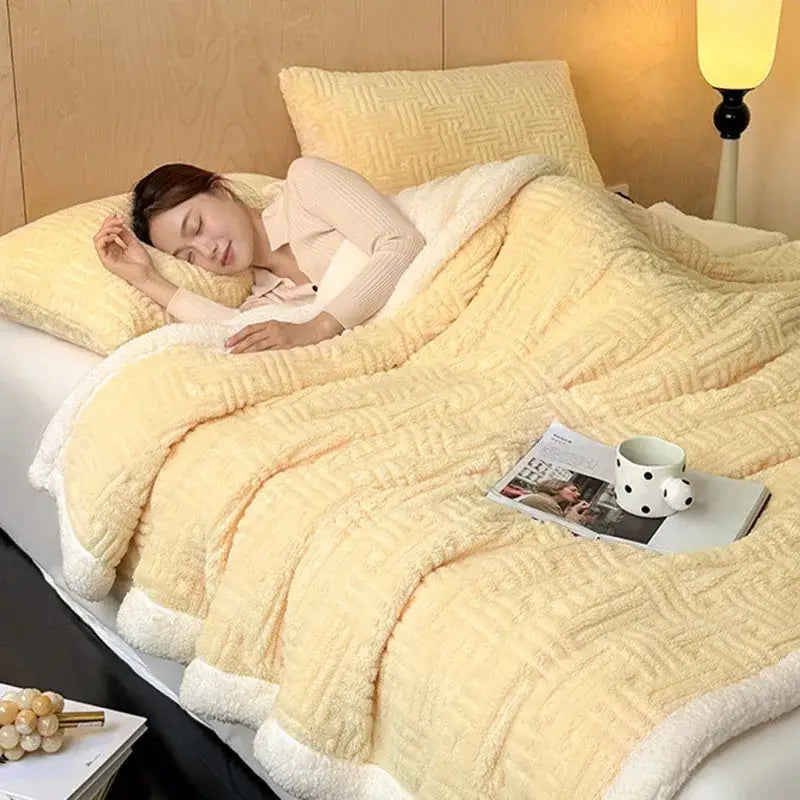 Grey Wool Double-Layer Blanket