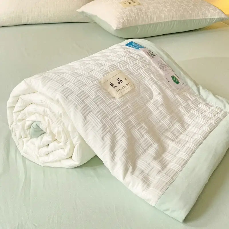 White Green Jacquard Blanket