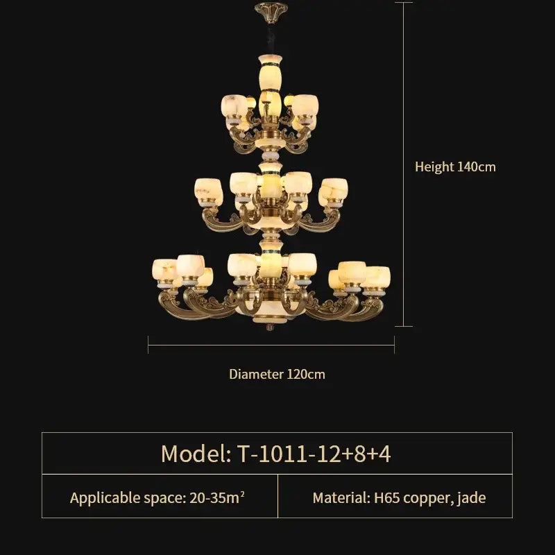 Jade Bronze Multi-Tier Chandelier