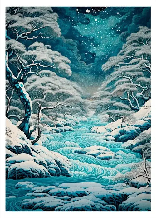 Blue Hokusai Art Poster