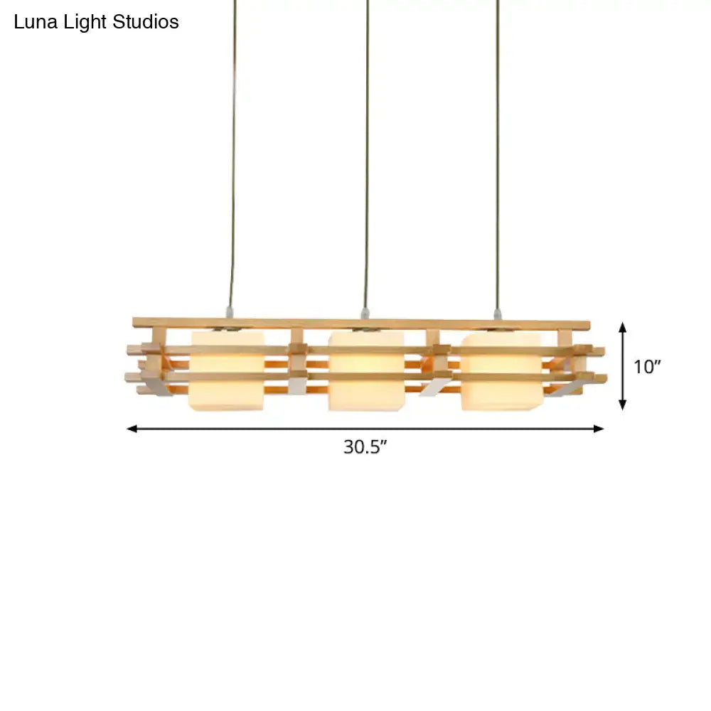 Wood Glass Kitchen Island Pendant Light