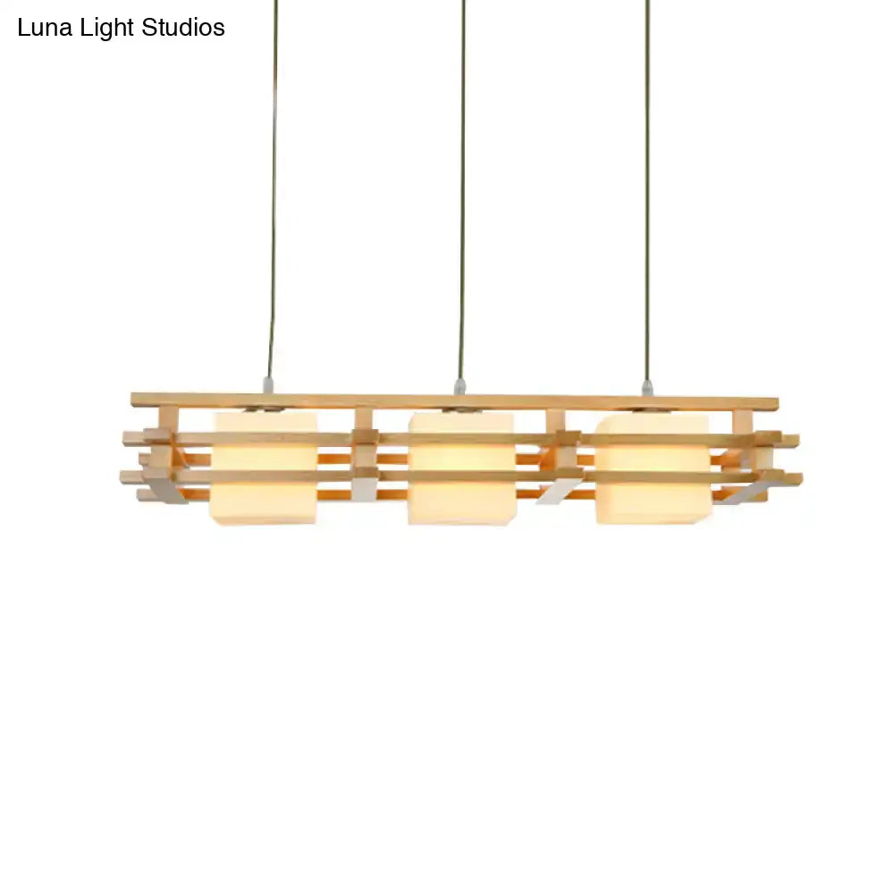Wood Glass Kitchen Island Pendant Light