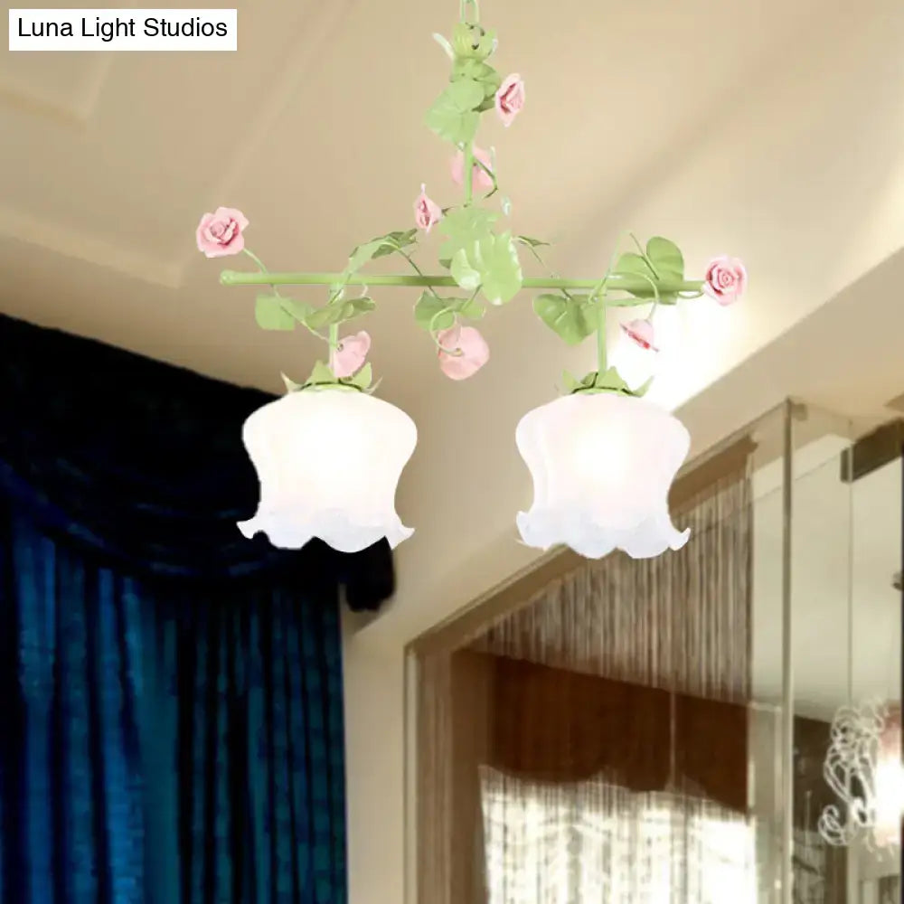 Green Glass Floral Chandelier