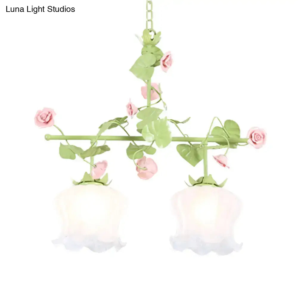 Green Glass Floral Chandelier