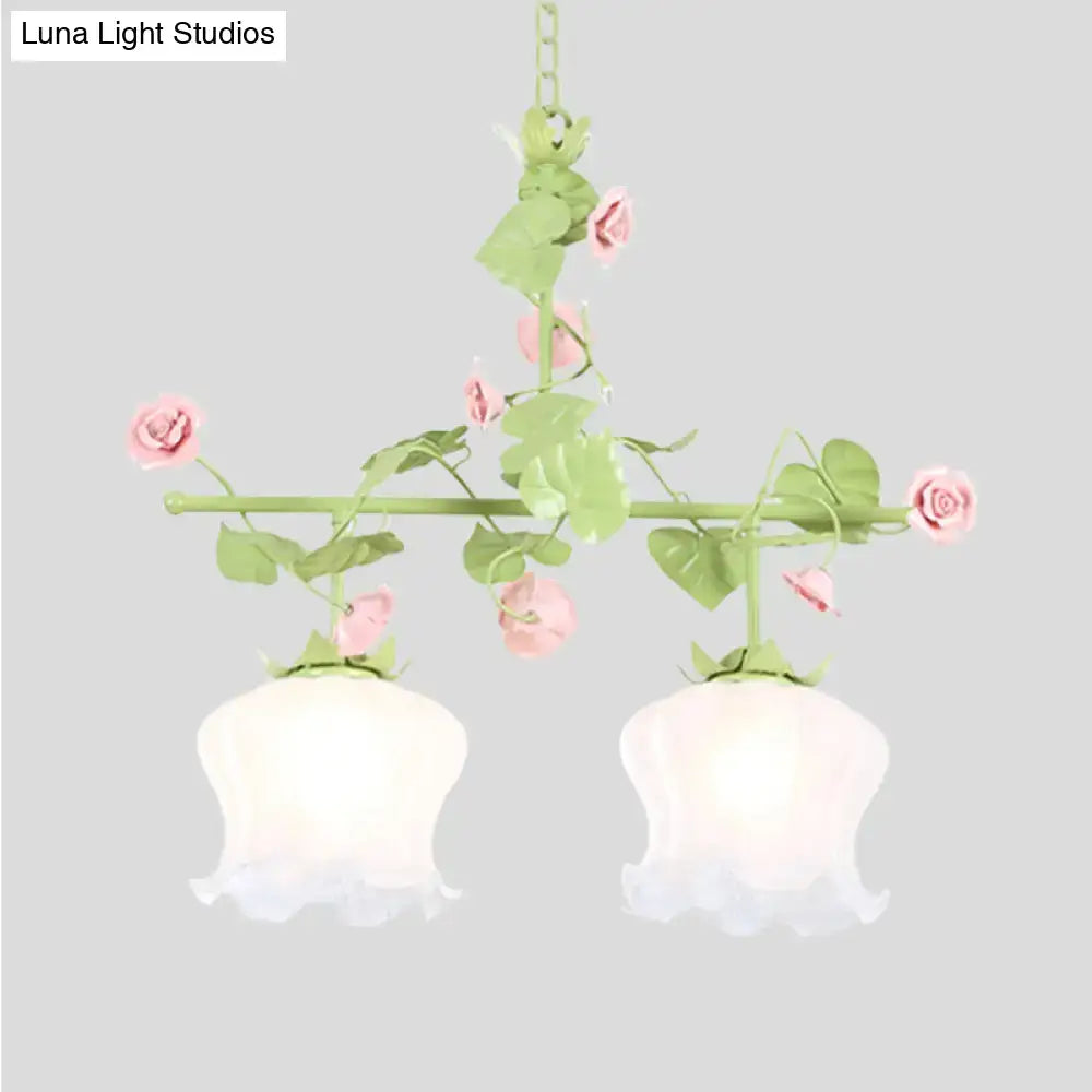 Green Glass Floral Chandelier