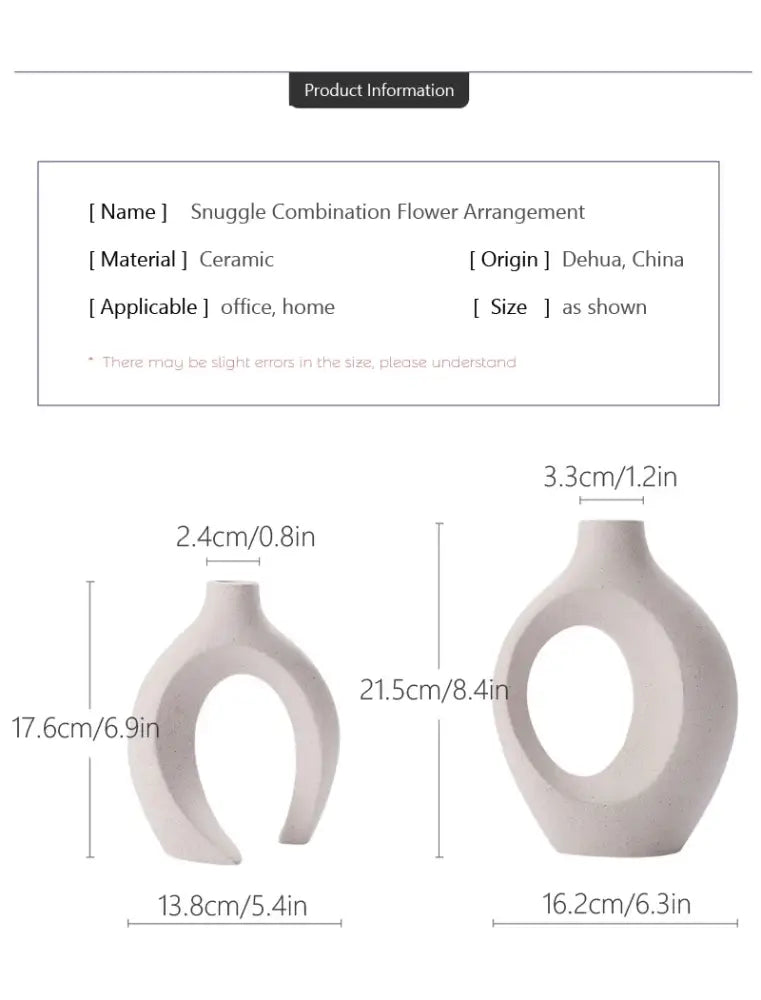 Large White Ceramic Vase Set 28cm for Blooms