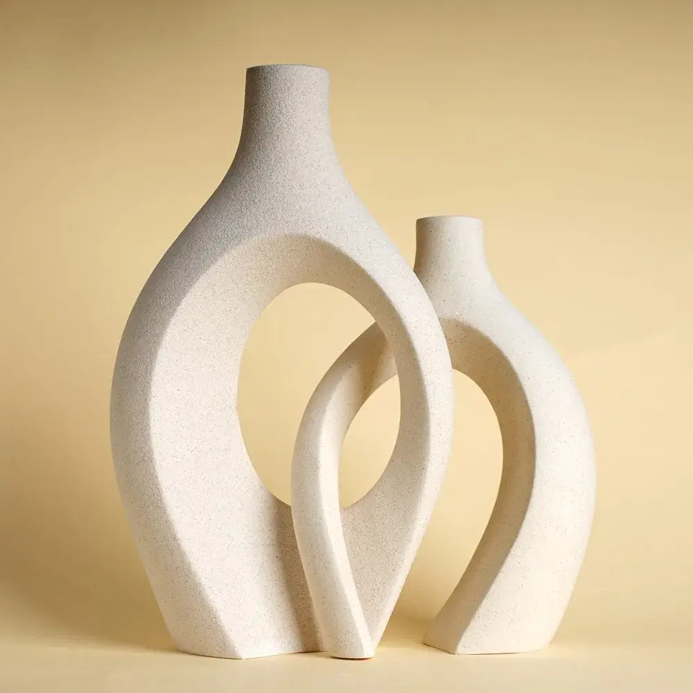 Large White Ceramic Vase Set 28cm for Blooms