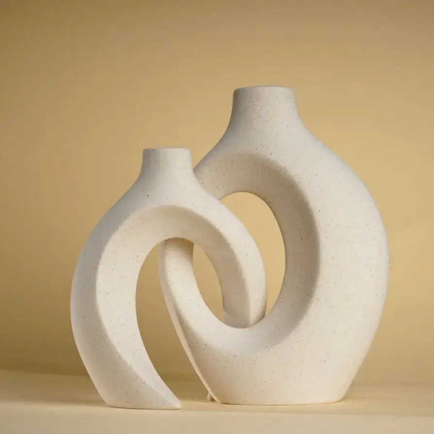 Large White Ceramic Vase Set 28cm for Blooms