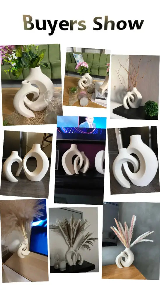 Large White Ceramic Vase Set 28cm for Blooms