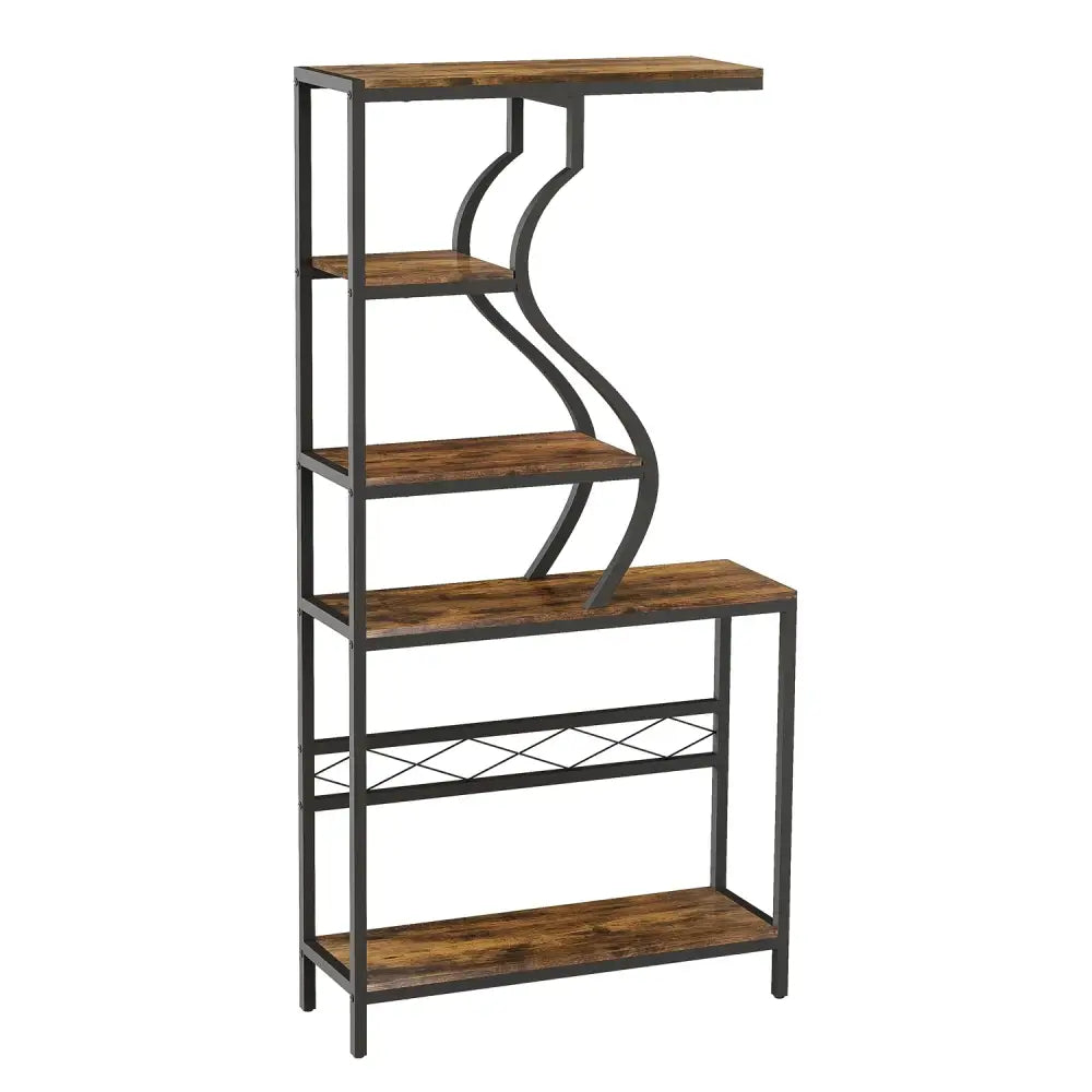 Industrial Black Wood Plant Stand Five-Tier