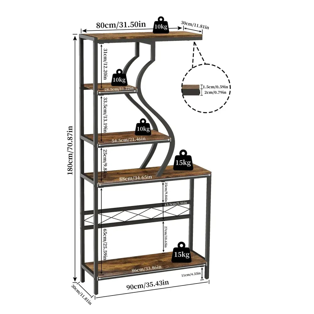 Industrial Black Wood Plant Stand Five-Tier