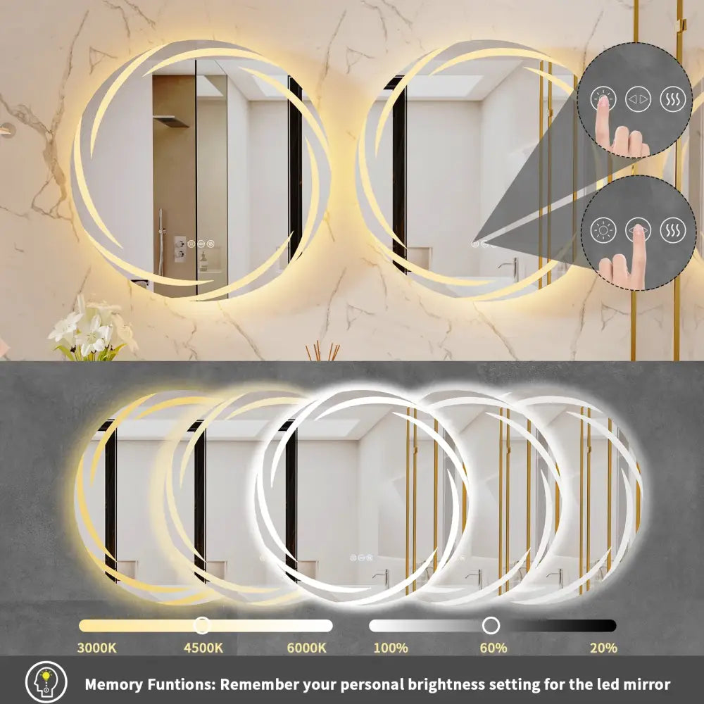 LED Backlit Round Mirror