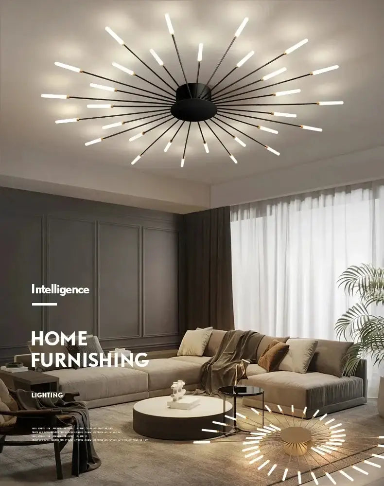 Gold Radial Ceiling Lamp