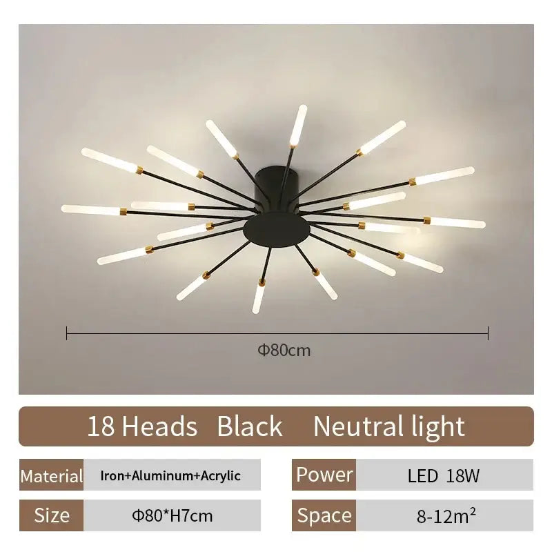 Gold Radial Ceiling Lamp