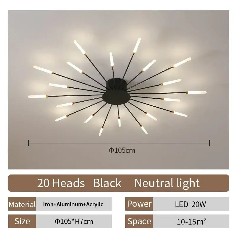 Gold Radial Ceiling Lamp