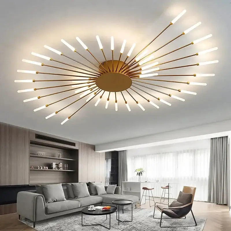 Gold Radial Ceiling Lamp