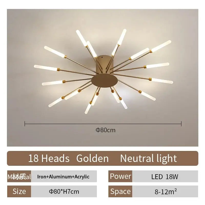Gold Radial Ceiling Lamp