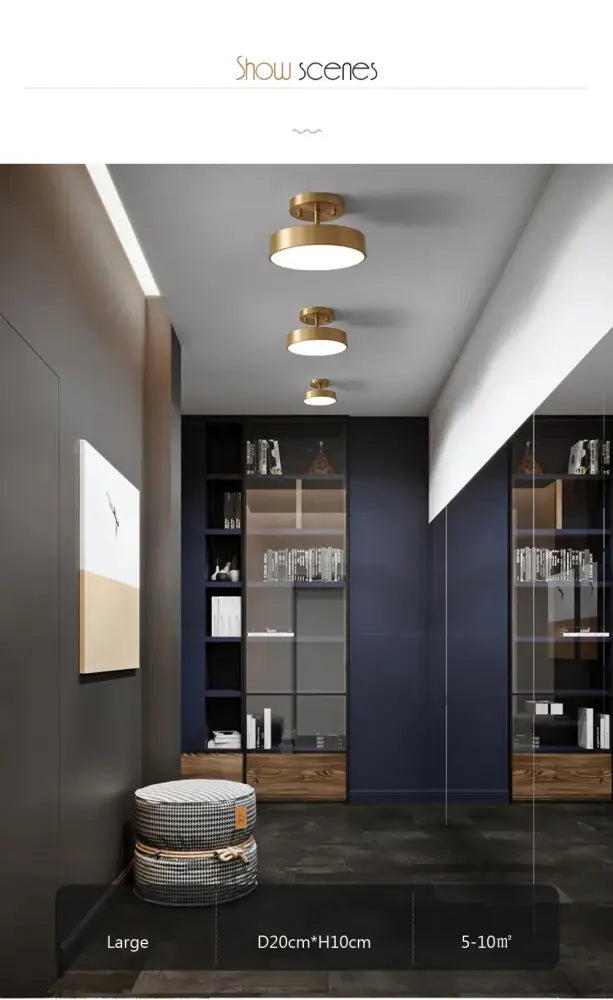 Gold LED Bedroom Ceiling Light