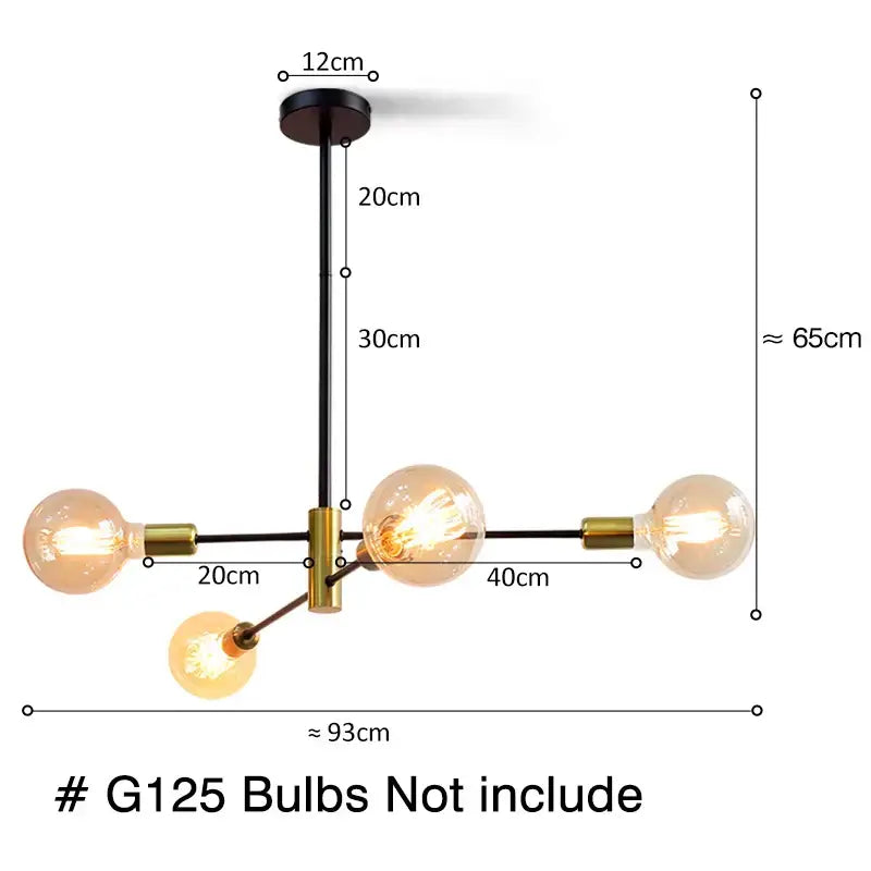 Black Gold 8-Light Ceiling Light