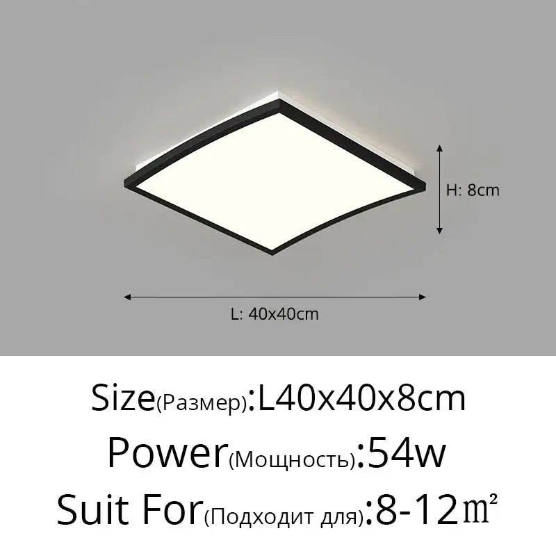 Black Square 90x60cm Ceiling Light