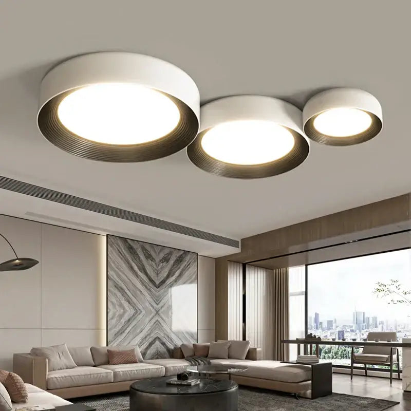 White Ribbed LED Ceiling Light