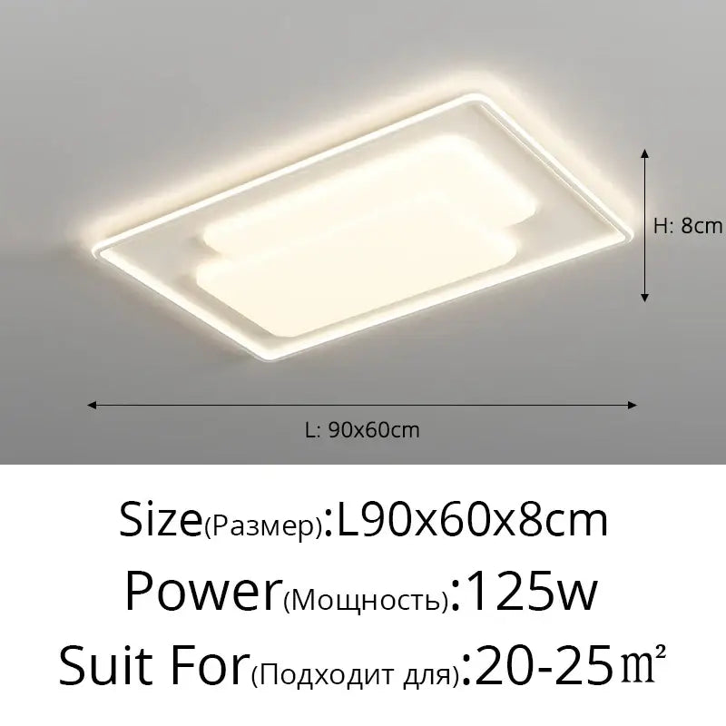 White Rectangular LED Chandelier