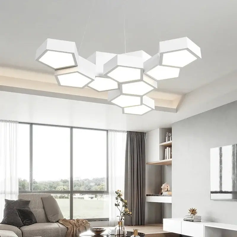 White Geometric LED Chandelier