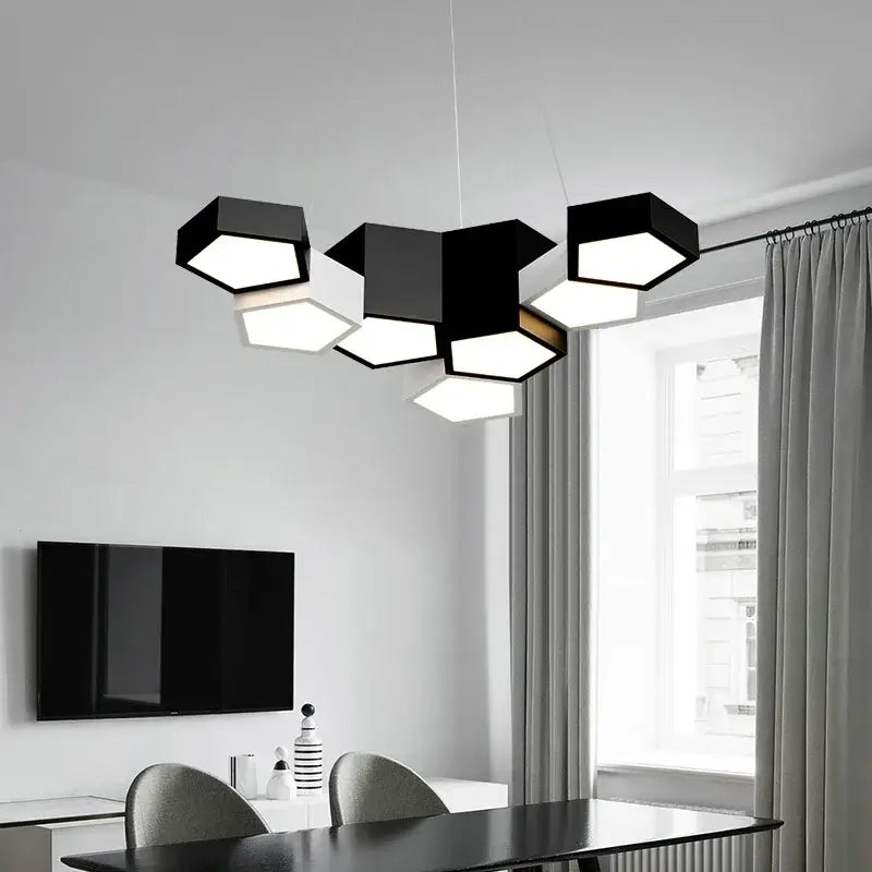 White Geometric LED Chandelier