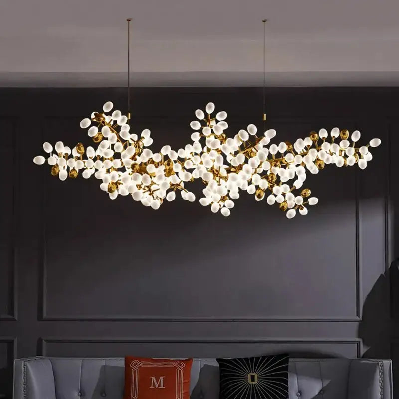 Gold Frosted Glass 200cm Chandelier