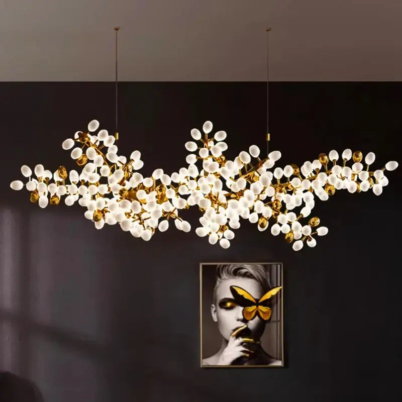 Gold Frosted Glass 200cm Chandelier