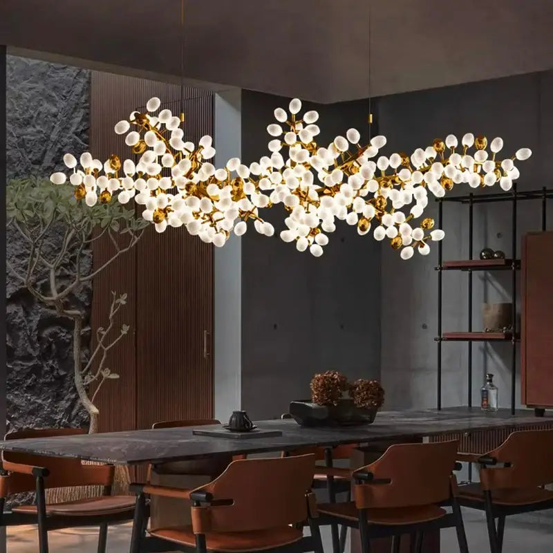 Gold Frosted Glass 200cm Chandelier