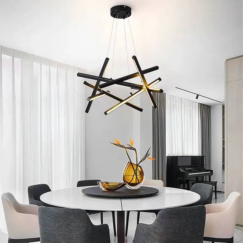 Gold Rectangular Intersecting LED Chandelier