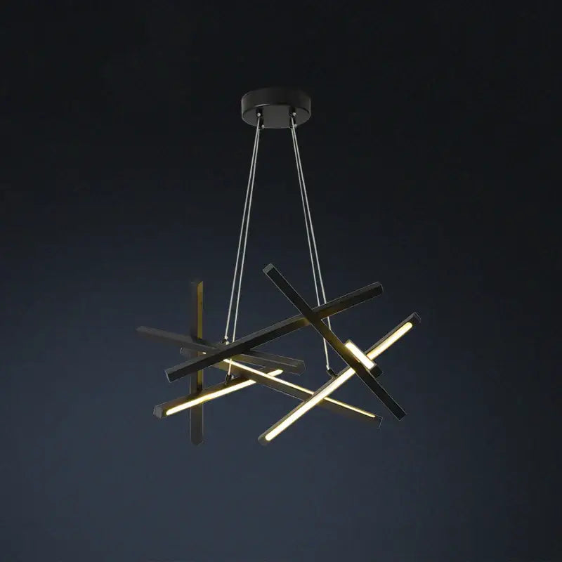 Gold Rectangular Intersecting LED Chandelier