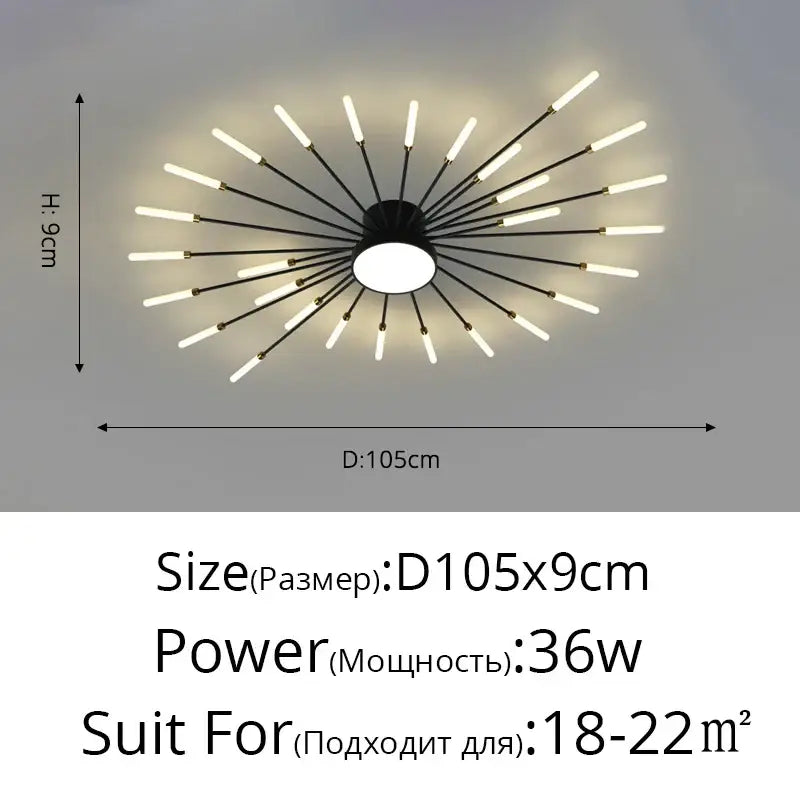 Gold Starburst 42-Head LED Chandelier