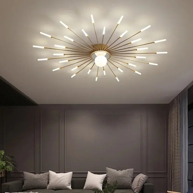 Gold Starburst 42-Head LED Chandelier